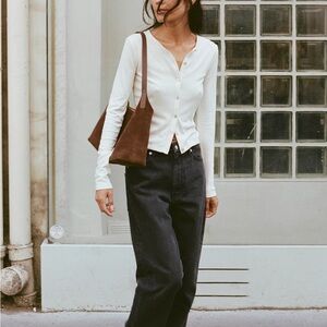 OZMA White Long Sleeve Cardigan Top